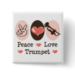 Peace Love Trumpet Button