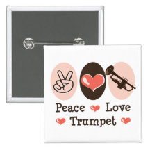 Peace Love Trumpet Button