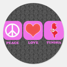 Peace Love Tunisia Round Sticker