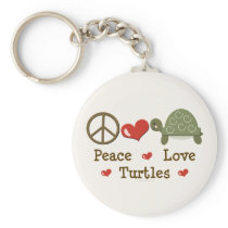 Peace Love Turtles Keychain