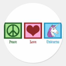 Peace Love Unicorns Round Sticker