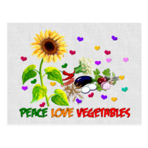 Peace Love Vegetables Post Cards