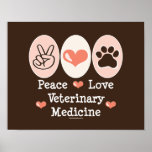 Peace Love Veterinary Medicine Poster posters