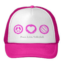 Peace, Love, Volleyball Final Pink Mesh Hats