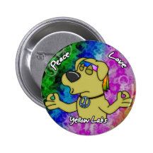 Peace Love Yellow Lab Button