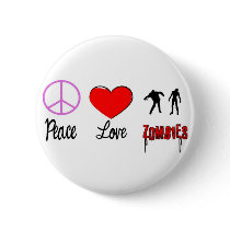 peace love zombies pinback buttons
