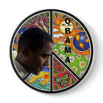 PEACE OBAMA PINBACK BUTTONS