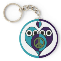 Peace Owls Keychain