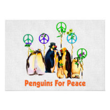 Peace Penguins Custom Invitations