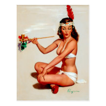 Peace Pipe Pin-Up Postcard