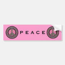 PEACE SEQUINED PINK BUMPER STICKERS