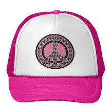 PEACE SEQUINED PINK MESH HATS