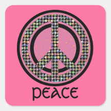 PEACE SEQUINED PINK STICKER