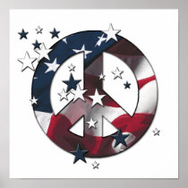 Peace Sign American Stars & Stripes Flag
