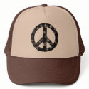 Peace Sign Black Distressed hats