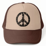Peace Sign Black Distressed hats