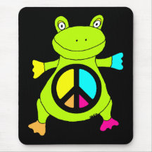 Peace Sign Frog Mouse Pad