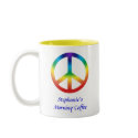 Peace Sign in Chakra Colours mugs