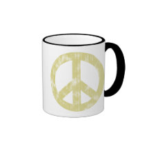 Peace sign light distressed coffee mugs