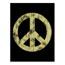 Peace sign light distressed postcards