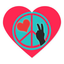 Peace Sign Peace and Love Heart Sticker