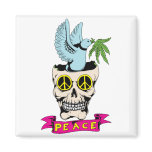 Peace Sign Skull / Dove ~ 60s Hippie Love magnets