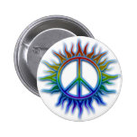 "Peace Sign Sun" Rainbow colored peace sign symbol Buttons