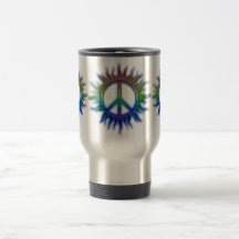 "Peace Sign Sun" Rainbow colored peace sign symbol Mug