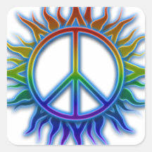 "Peace Sign Sun" Rainbow colored peace sign symbol Stickers