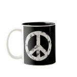 Peace Sign White Distressed mugs