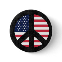 Peace Sign With American Flag Pin