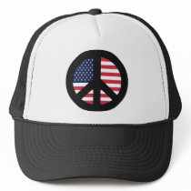 Peace Sign With American Flag Mesh Hat