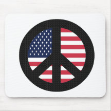 Peace Sign With American Flag Mouse Pads