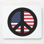 Peace Sign With American Flag mousepads