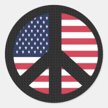 Peace Sign With American Flag Sticker