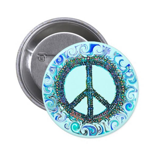 Peace Sign With Blue Waves Buttons