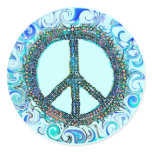 Peace Sign With Blue Waves stickers