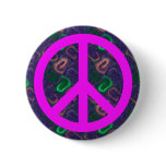 Peace Sign with Funky Blue Psychedelic Background Pin