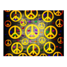 Peace Signs and Hearts Post Cards