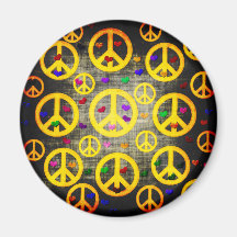 Peace Signs and Hearts Refrigerator Magnet