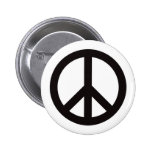 Peace Symbol - Black Pinback Buttons