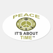 PEACE SYMBOL CLOCK Oval Sticker