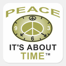 PEACE SYMBOL CLOCK Sticker Square Large (White)