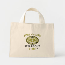PEACE SYMBOL CLOCK Tote Tiny (Natural) Canvas Bags