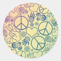 Peace Symbol Design Round Stickers