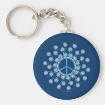 Peace Symbol Flowers Key Chains