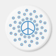 Peace Symbol Flowers Refrigerator Magnets