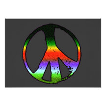 Peace Symbol in Rainbow Glitter Custom Invite