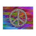 PEACE symbol  - SILVER postcards