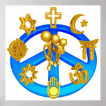 Peace Symbol Uniting All World Religions posters